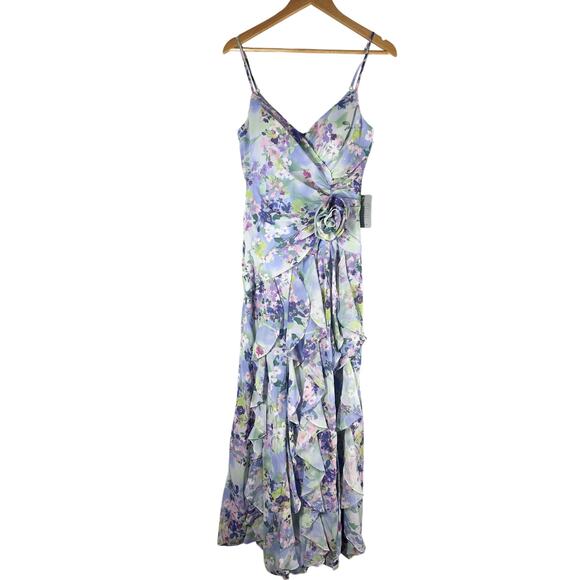XSCAPE Women's Floral-Print Rosette Ruffled Gown Size 12 - Picture 1 of 12